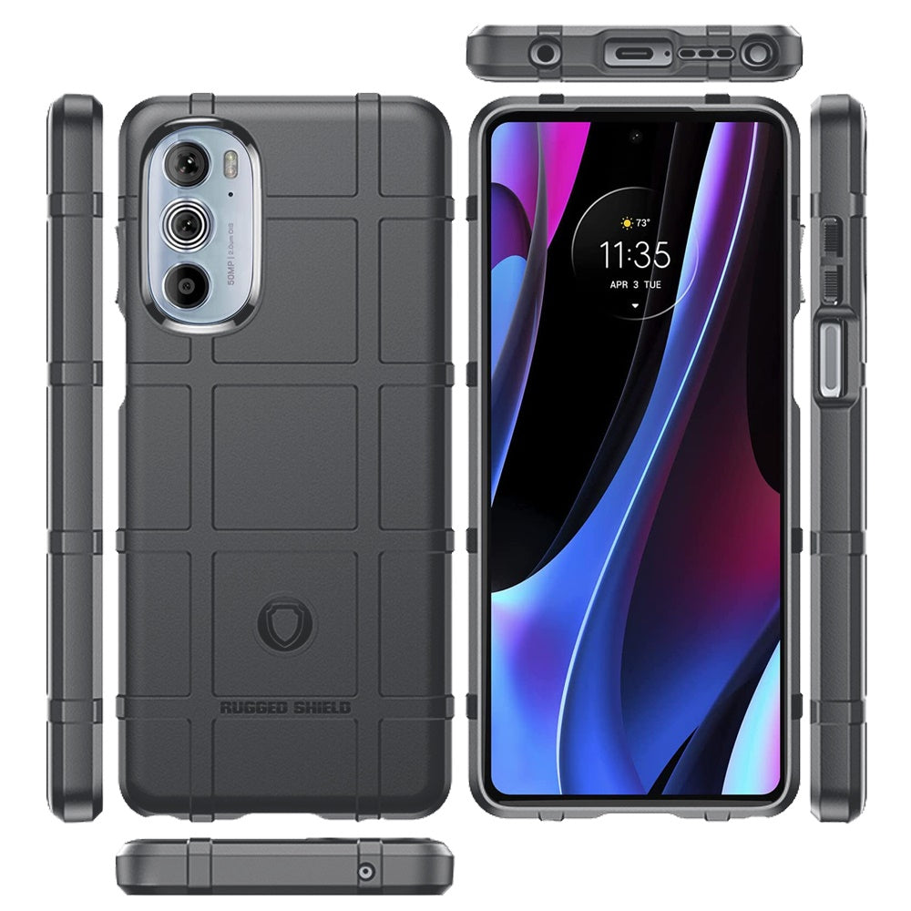 For Motorola Edge+ 2022 /Edge Plus Rugged Shield Hybrid TPU Thick Rough Armor Tactical Matte Grip Silicone Texture  Phone Case Cover