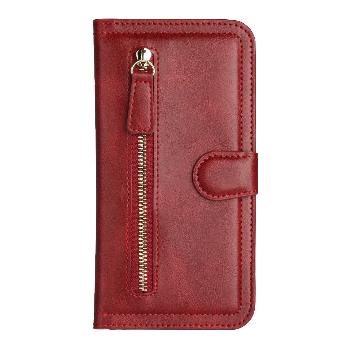 For Samsung Galaxy S22 Plus Multi Credit Card Holder Zipper Storage PU Leather Wallet Pockets Double Flap Pouch Flip Red Phone Case Cover