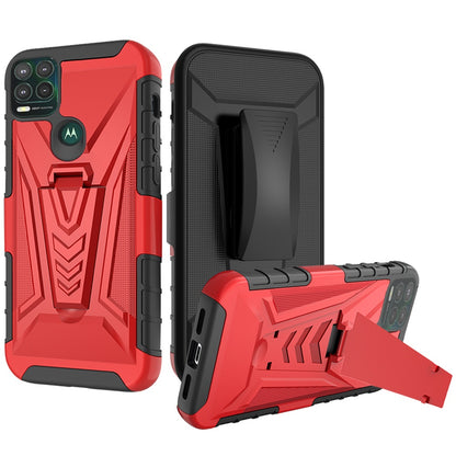 For OnePlus Nord N20 5G 3 in 1 Rugged Swivel Belt Clip Holster Heavy Duty Hybrid Armor Rubber TPU with Kickstand Stand Red Phone Case Cover