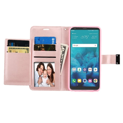 For LG Stylo 4 / Stylo 4 Plus PU Leather Wallet with Credit Card Holder Storage Folio Flip Pouch Stand Rose Gold Phone Case Cover