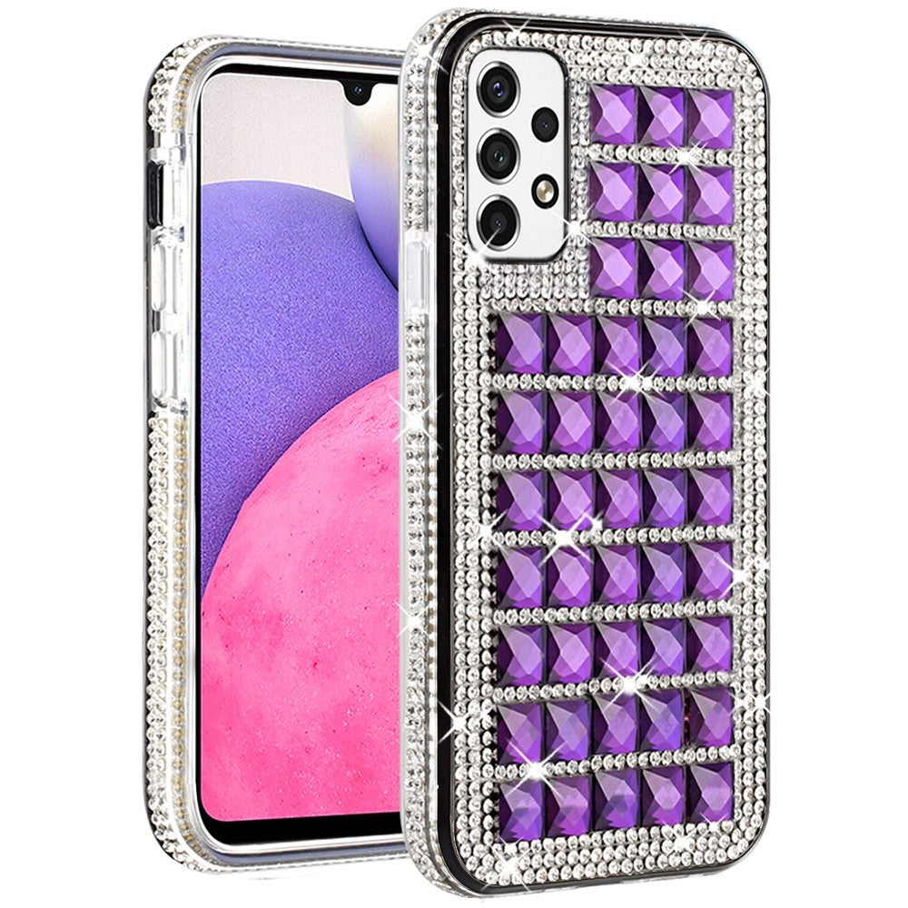 For Samsung Galaxy A33 5G Luxury 3D Bling Diamonds Rhinestone Jeweled Shiny Crystal Hybrid TPU Bumper Hard PC  Phone Case Cover