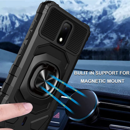 For Cricket Dream 5G Full-Body 2in1 Magnetic Car Mount Metal Ring Holder Kickstand Heavy Duty Hybrid Armor Defender  Phone Case Cover