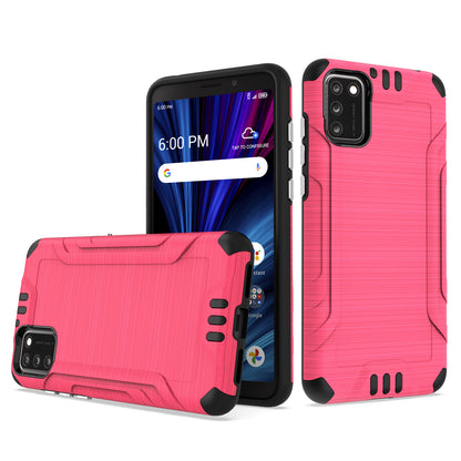 For TCL A3X Hybrid Dual Layer Slim Defender Armor Tuff Metallic Brush Texture Finishing Shockproof Hard PC + Soft TPU Rubber  Phone Case Cover