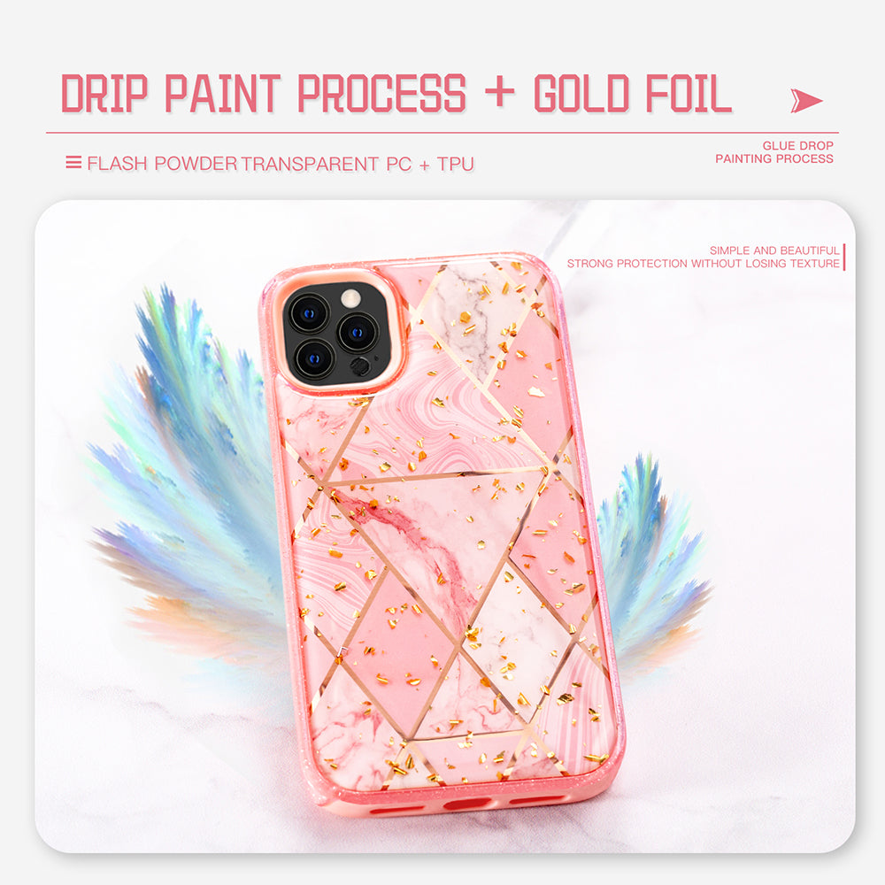 For Apple iPhone 13 /Pro Max Geometric Marble Design Pattern Soft TPU Rubber Hybrid Hard PC Shockproof Bumper  Phone Case Cover