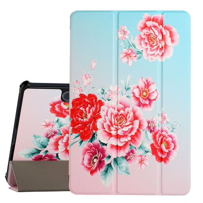 Case for Samsung Galaxy Tab S6 Lite 10.4" Design Lightweight Trifold Stand Magnetic Closure PU Leather Hard Folio Hybrid Protective Tablet Blooming Floral Tablet Cover