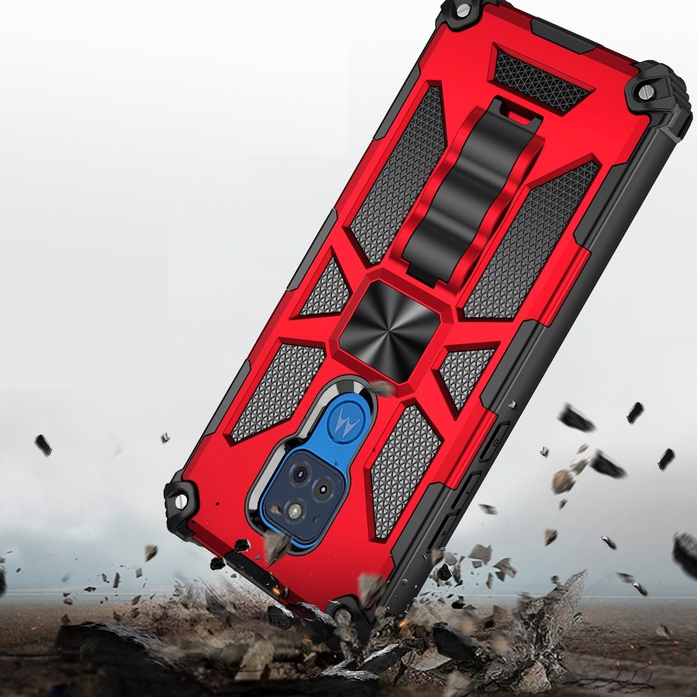 For Motorola Moto G Play 2021 Heavy Duty Hybrid Shockproof [Military Grade] Rugged Protective Fit Built-in Magnetic Car Mount Kickstand  Phone Case Cover