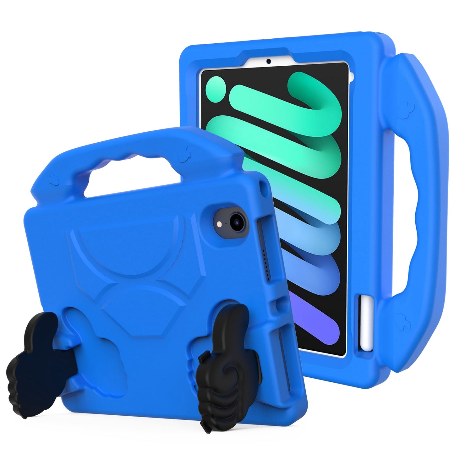 Case for Amazon Kindle Fire HD 7 Hybrid Shockproof Thumbs Up Kickstand Anti-slip Rubber TPU Rugged Kid-Friendly Bumper Tablet Blue Tablet Cover