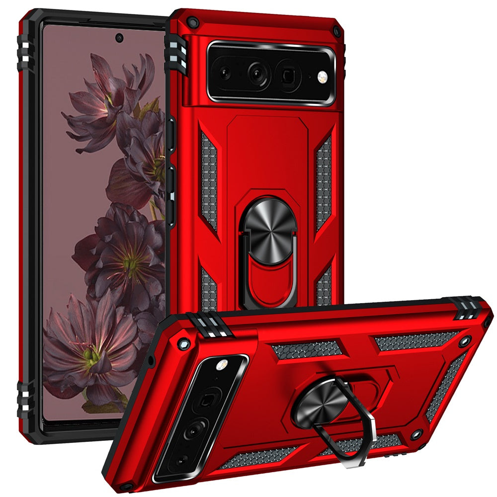 For Google Pixel 7 / Pixel 7 Pro Hybrid Durable Hard PC Dual Layer TPU 360° Rotatable Ring Stand Holder Kickstand Fit Magnetic Car Mount  Phone Case Cover