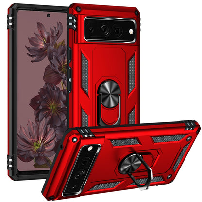 For Google Pixel 7 / Pixel 7 Pro Hybrid Durable Hard PC Dual Layer TPU 360° Rotatable Ring Stand Holder Kickstand Fit Magnetic Car Mount  Phone Case Cover