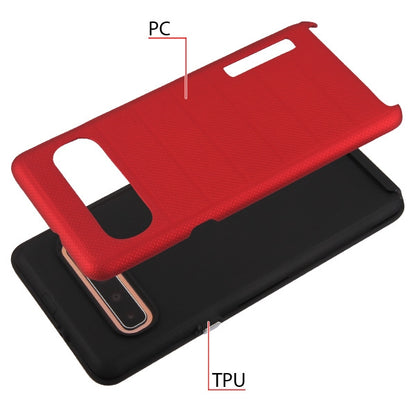 For Samsung Galaxy S10 5G (6.7") Dual Layer Hybrid Armor Rubber TPU Hard PC Shockproof Rugged Texture Red Phone Case Cover
