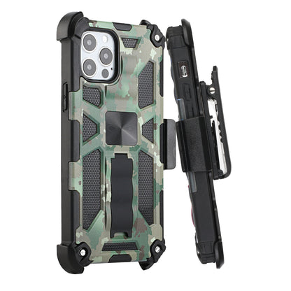 For Apple iPhone 13 (6.1") Hybrid 3in1 Combo Holster Belt Clip with Kickstand, Full-Body Armor Protective Military-Grade  Phone Case Cover