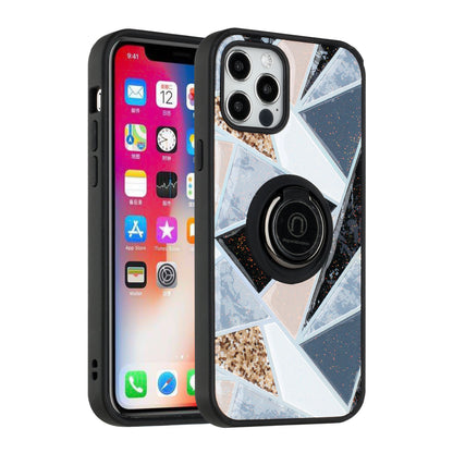 For Apple iPhone 11 (6.1") Marble Pattern Design with Magnetic Ring Kickstand Hybrid Hard Back Shockproof  Phone Case Cover