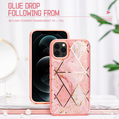 For Apple iPhone 13 /Pro Max Geometric Marble Design Pattern Soft TPU Rubber Hybrid Hard PC Shockproof Bumper  Phone Case Cover