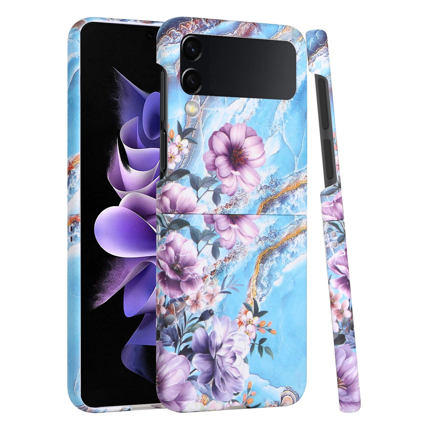 For Samsung Galaxy Z Flip 4 5G Bliss Floral Stylish Design Hybrid Rubber TPU Hard PC Shockproof Armor Slim  Phone Case Cover