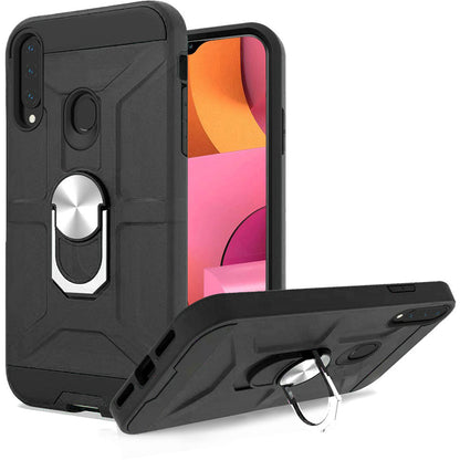 For Samsung Galaxy A02S Cases with Stand Kickstand Ring Holder [360° Rotating] Armor Dual Layer Work with Magnetic Car Mount PC+TPU Hard  Phone Case Cover