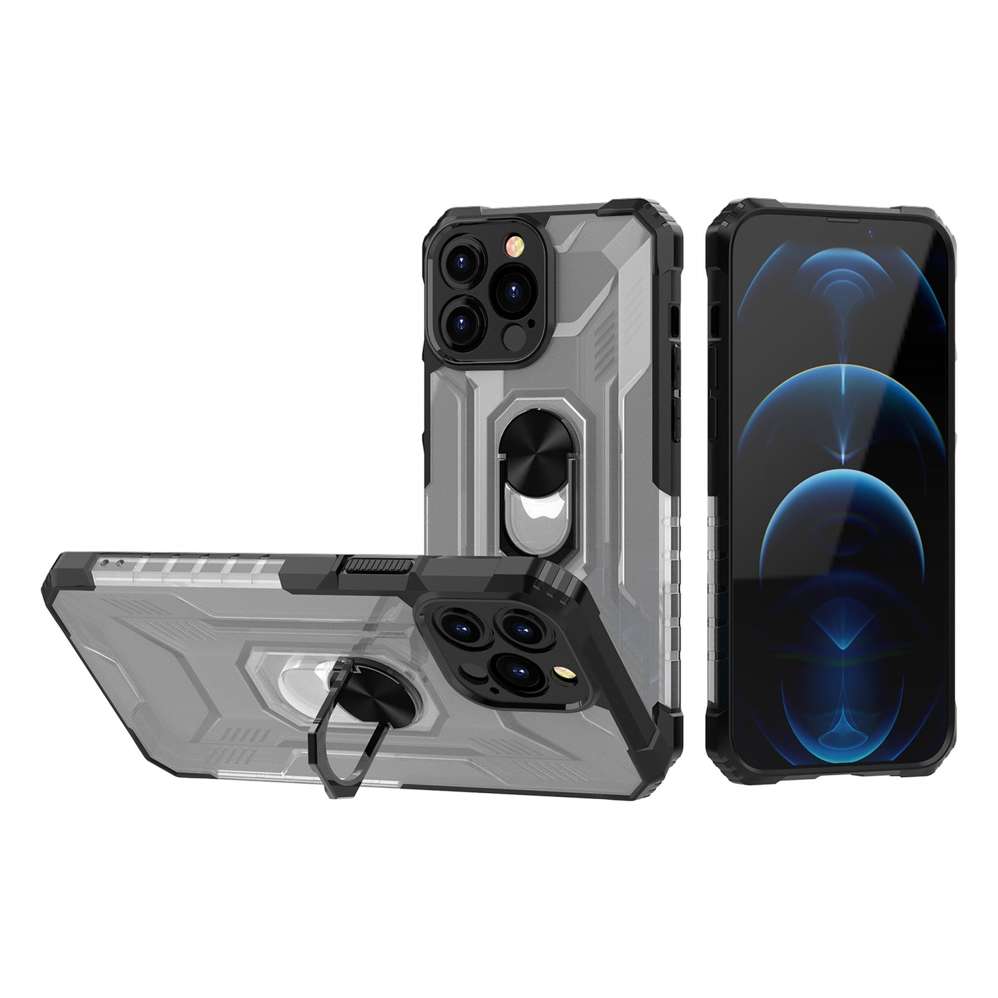 For Apple iPhone 13 /13 Mini/ 13 Pro/ 13 Pro Max Armor Defender Hybrid Protective Heavy Duty with Ring Holder Kickstand [Magnetic Car Mount Feature]  Phone Case Cover