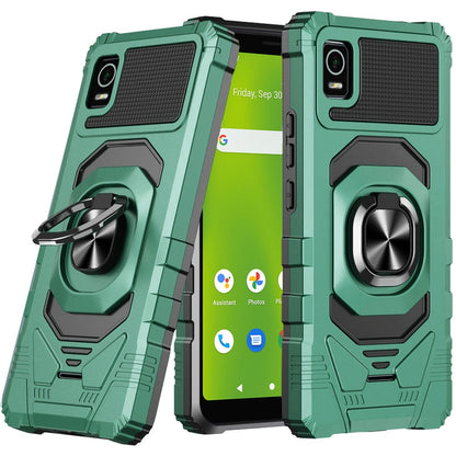 For Cricket Debut Smart Hybrid Dual Layer with Rotate Magnetic Ring Stand Holder Kickstand, Rugged Shockproof Protective  Phone Case Cover