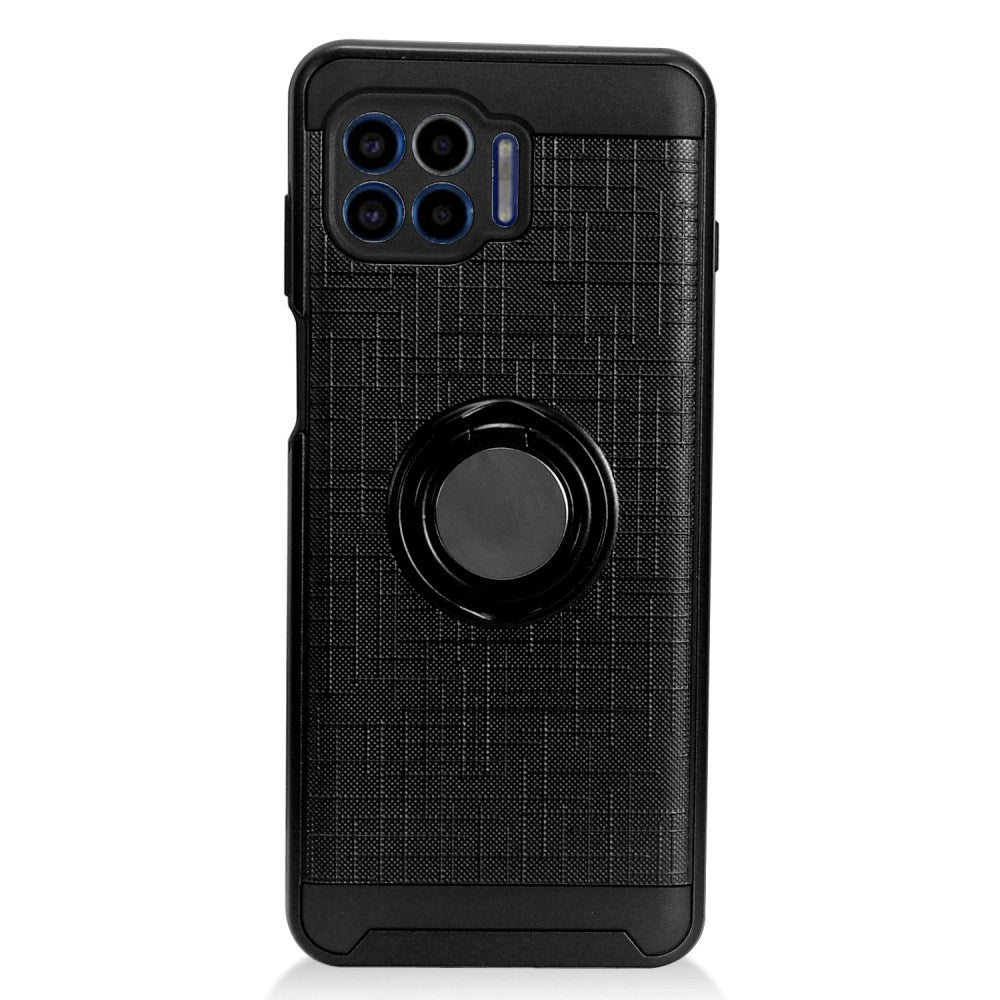 For Motorola Moto G 5G UW, Moto One Lite Hybrid 360° Ring Armor Shockproof Dual Layers Rugged 2 in 1 Holder with Ring Stand Black Phone Case Cover
