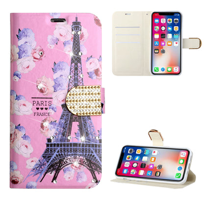 For Samsung Galaxy S22 /Plus Ultra Design Pattern PU Leather Wallet Case 3D Diamond Bling Buckle Credit Card Slot Stand Pouch Flip  Phone Case Cover