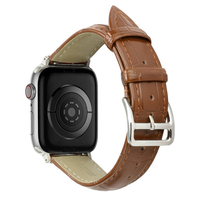 For Apple Watch Size 38/40/41mm Genuine Leather Replacement Band Strap Hybrid Wristbands Design Gold Buckle for iWatch Series 7/SE/6/5/4/3/2/1  Phone Case Cover