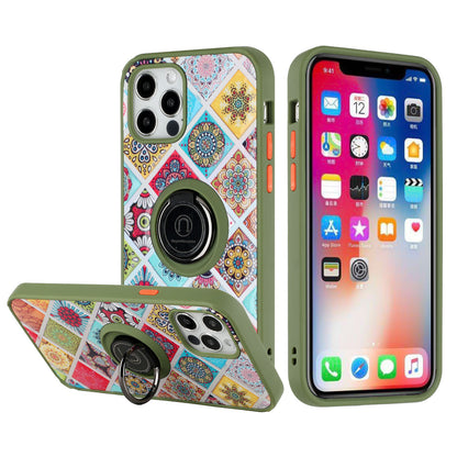 For Apple iPhone 11 (6.1") Marble Pattern Design with Magnetic Ring Kickstand Hybrid Hard Back Shockproof  Phone Case Cover