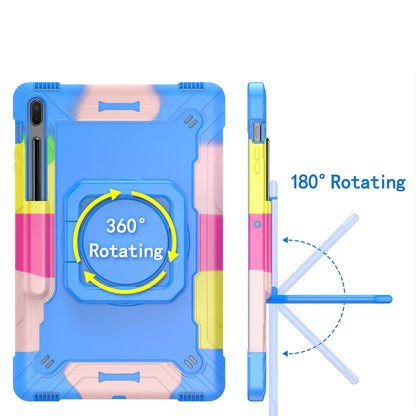 Case for Apple iPad Air 4 / iPad Air 5 / iPad Pro (11 inch) Tough Hybrid Armor 3in1 with 360 Degree Rotating Kickstand & Shoulder Strap Shockproof Rainbow /Blue Tablet Cover