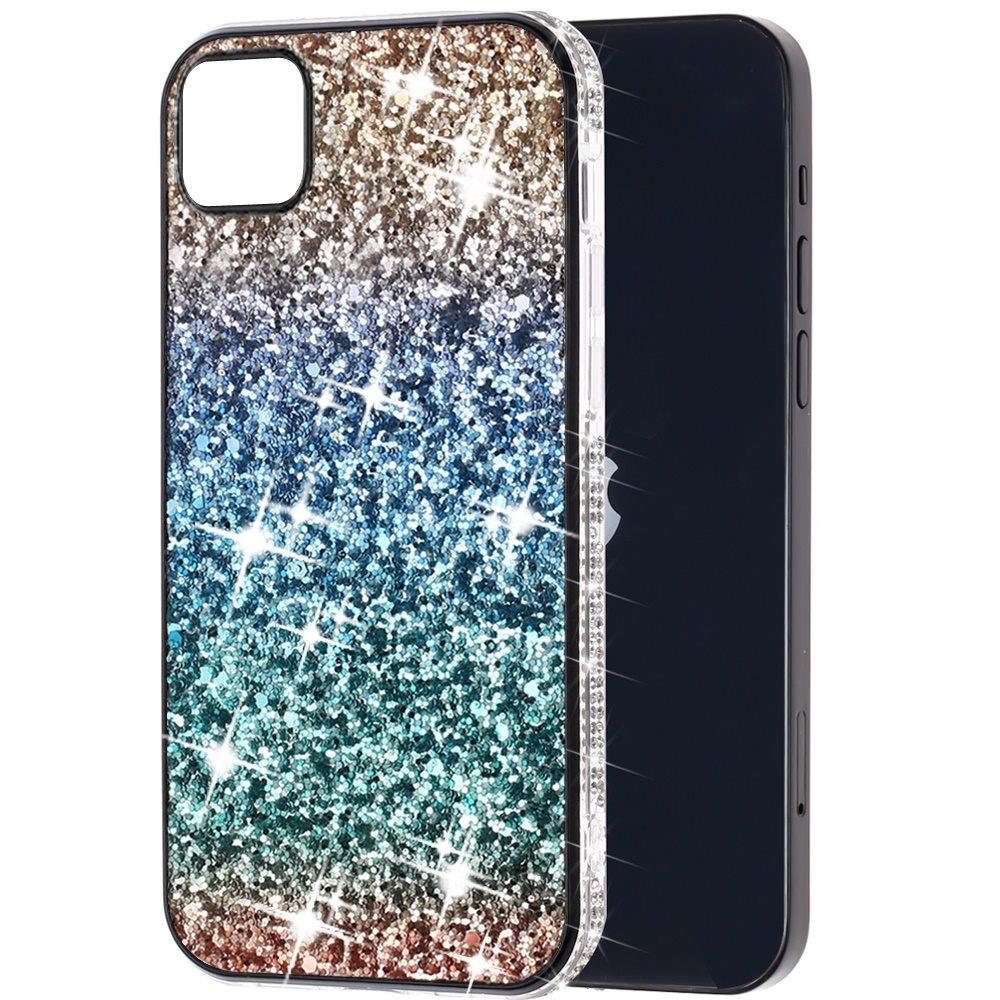 For Samsung Galaxy A22 5G Rhinestone Sparkling Rainbow Gradual Glitter Full Diamond Bling Protective Hybrid Rugged Slim TPU  Phone Case Cover