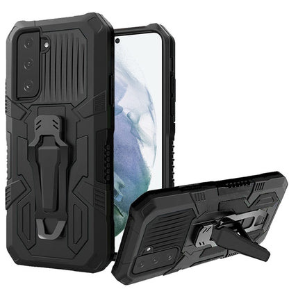For Samsung Galaxy S21 FE /Fan Edition Rugged Heavy Duty Dual Layers Hybrid Shockproof Shell with Built in Metal Clip Holder & Kickstand  Phone Case Cover