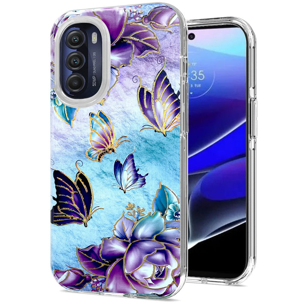 For Motorola Moto G Stylus 5G 2022 Stylish Gold Layer Design Hybrid Rubber TPU Hard PC Shockproof Rugged Slim  Phone Case Cover