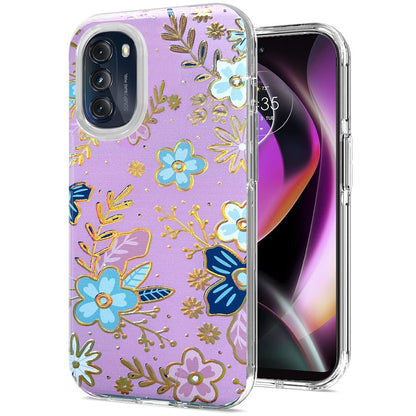 For Motorola Moto G 5G 2022 Stylish Gold Layer Design Hybrid Rubber TPU Hard PC Shockproof Armor Rugged Slim  Phone Case Cover