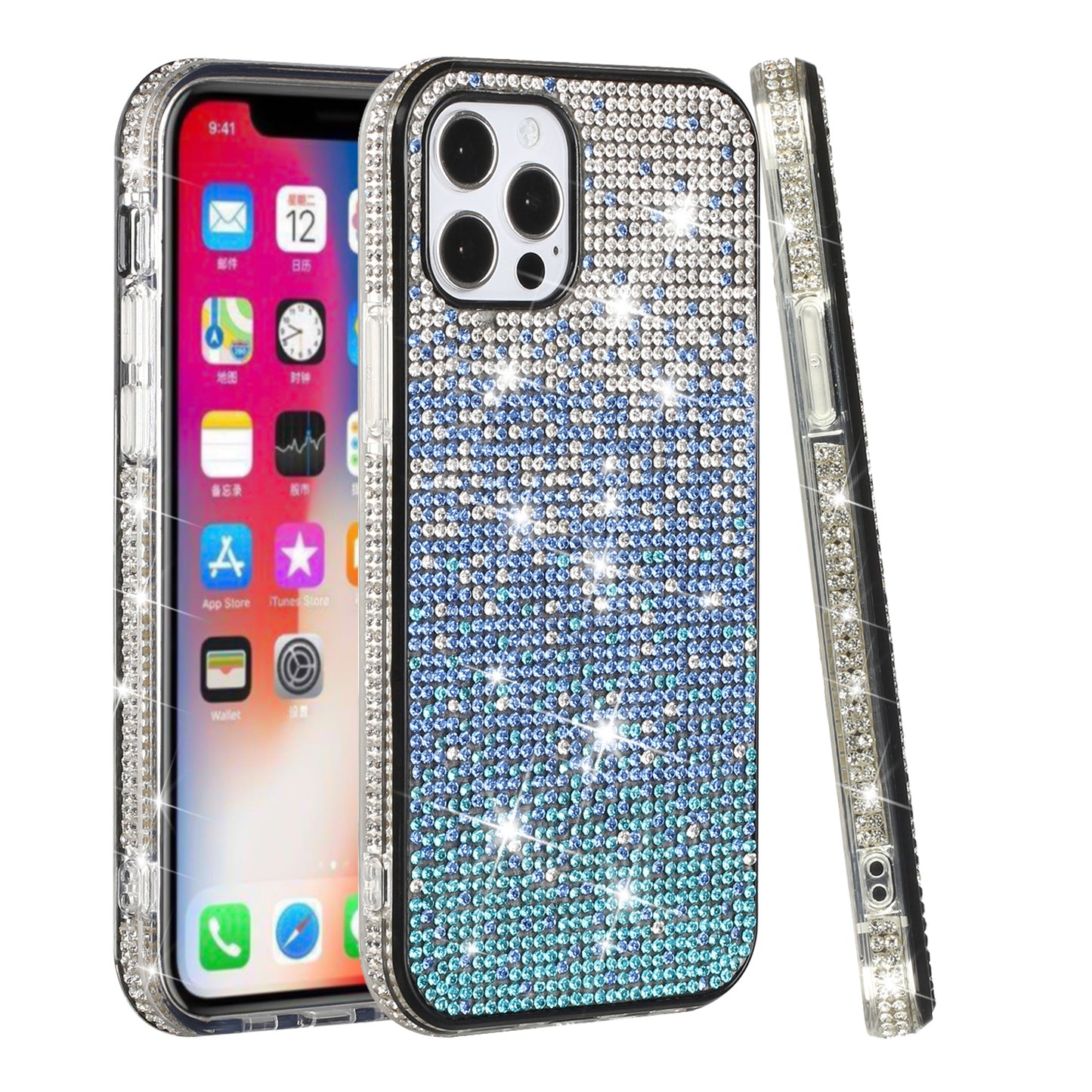 For Apple iPhone 14 /Plus Pro Max Glitter Bling Ultra Thin TPU Sparkle Diamond Rhinestone Shiny Full Cover Crystal Stones  Phone Case Cover