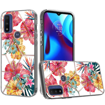 For Motorola Moto G Pure Fashion Art Floral IMD Design Beautiful Flower Pattern Hybrid Hard PC Rubber TPU Slim Hard Back  Phone Case Cover