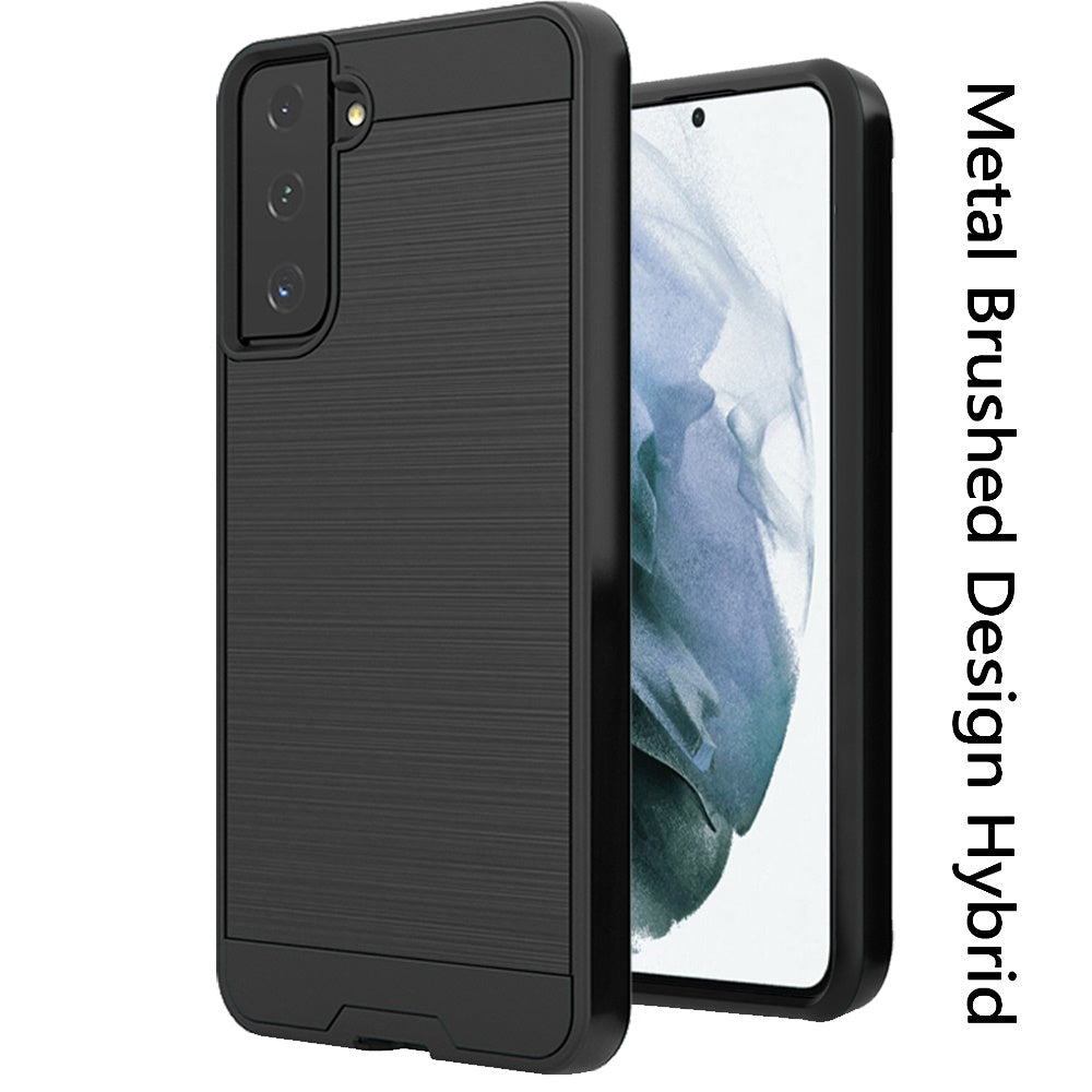 Samsung Galaxy S22 /Plus Ultra Hybrid Rugged Brushed Metallic Design [Soft TPU + Hard PC] Dual Layer Shockproof Armor Impact Slim  Phone Case Cover