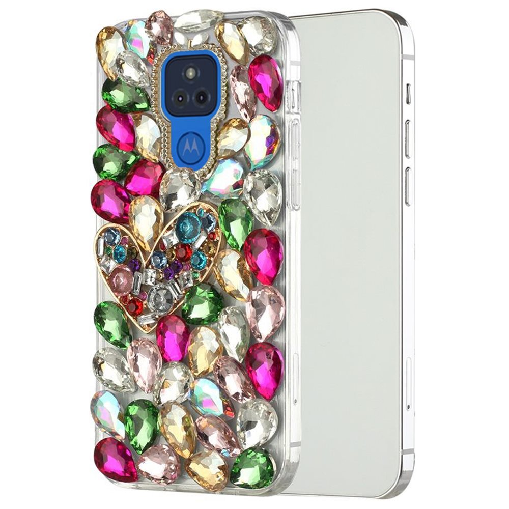 For Samsung Galaxy S21 Plus Bling Clear Crystal 3D Full Diamonds Luxury Sparkle Rhinestone Hybrid Protective Colorful Heart Phone Case Cover