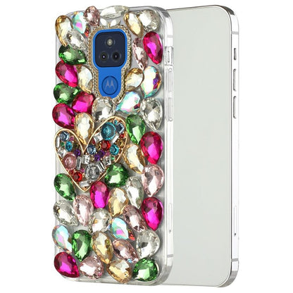 For Samsung Galaxy S21 Plus Bling Clear Crystal 3D Full Diamonds Luxury Sparkle Rhinestone Hybrid Protective Colorful Heart Phone Case Cover