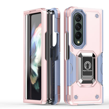For Samsung Galaxy Z Fold 4 5G Hybrid Cases with Magnetic Ring Holder Kickstand Heavy Duty Rugged Silicone Shockproof  Phone Case Cover
