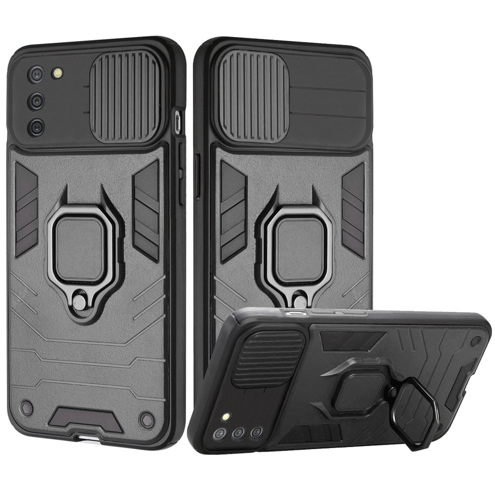 For Samsung Galaxy A32 5G Kickstand Hybrid with Slide Camera Protector, Built-in 360° Rotate Ring Stand Magnetic PC & TPU Bumper  Phone Case Cover