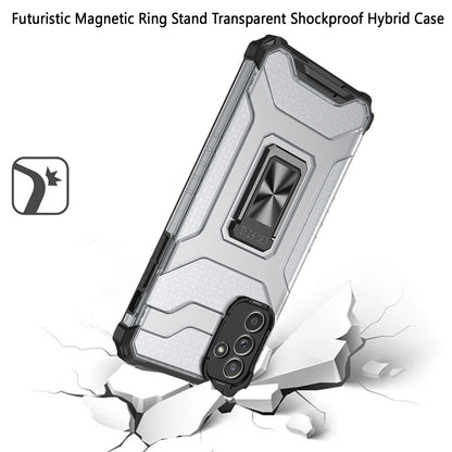 For Samsung Galaxy A02S Transparent 360 Rotation Built-in Magnetic Ring Kickstand Holder Hybrid Rugged Armor Bumper  Phone Case Cover