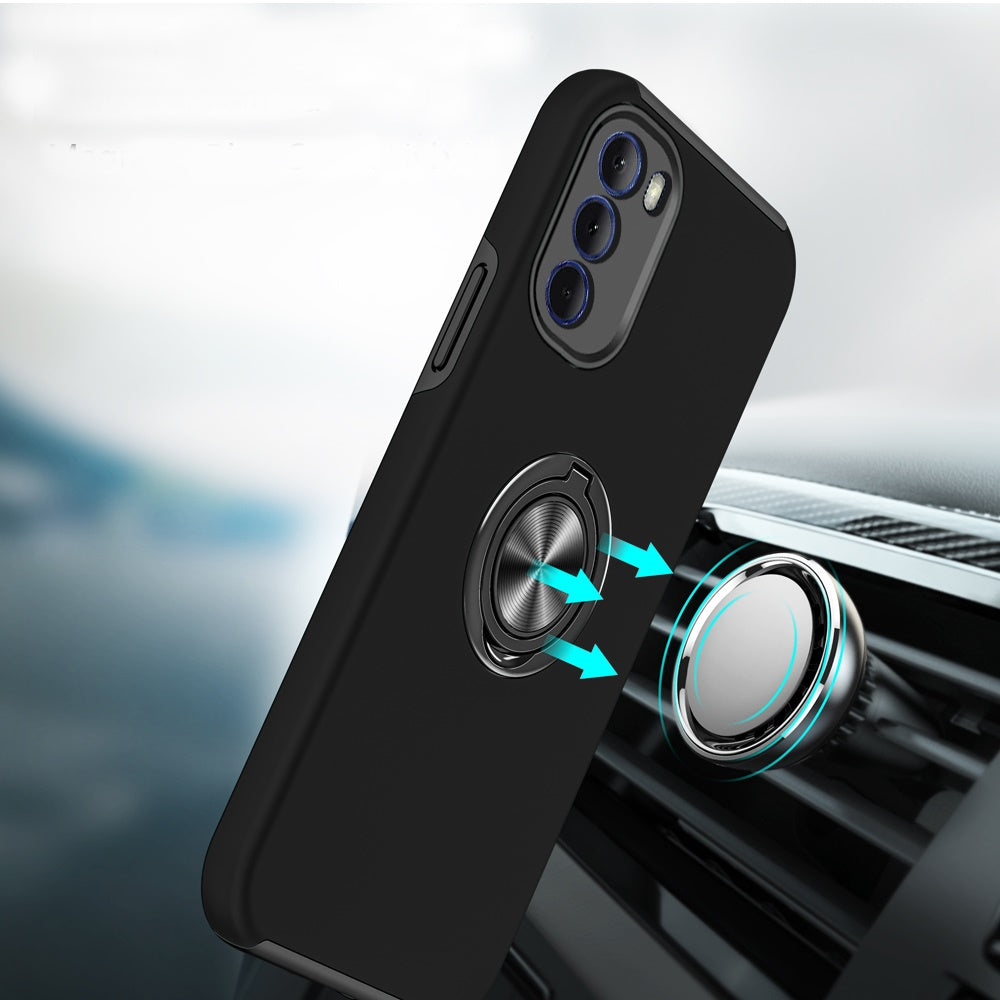 For Motorola Moto G Stylus 2022 4G Hybrid Slim with Metal Invisible Ring Stand Holder Fit Magnetic Car Mount Shockproof  Phone Case Cover