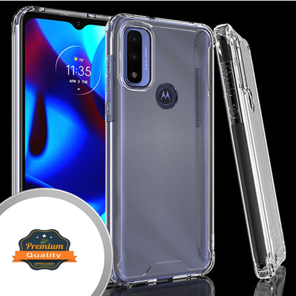 For Motorola Moto G Pure / Moto G Power 2022 Ultra Slim Body Frame [Shock-Absorption] Hybrid Defender Rubber Silicone Gummy TPU Clear Hard Back Protective  Phone Case Cover