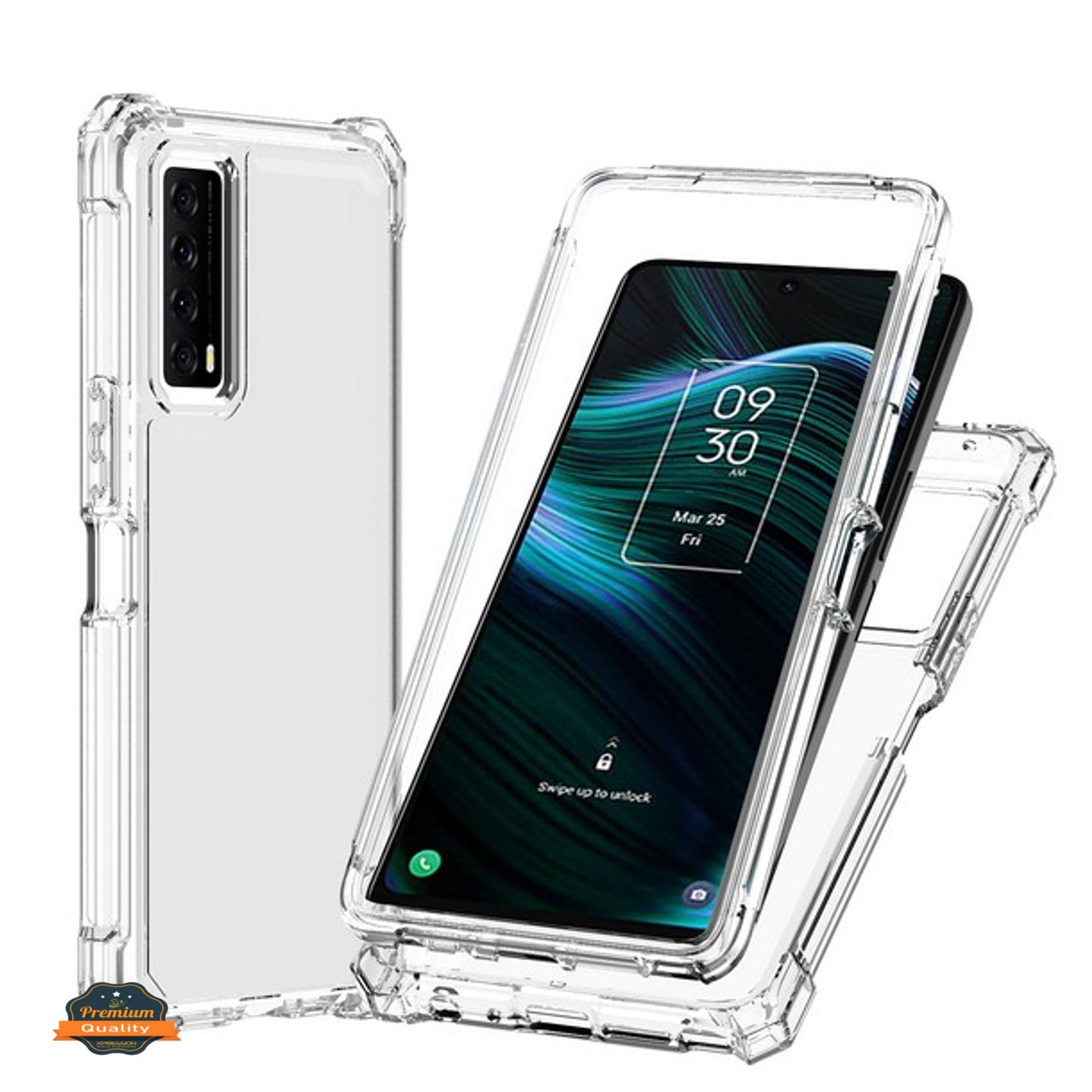 For TCL Stylus 5G Hybrid 2in1 Front Bumper Frame Cover Square Edge Shockproof Soft TPU + Hard PC Anti-Slip Heavy Duty  Phone Case Cover