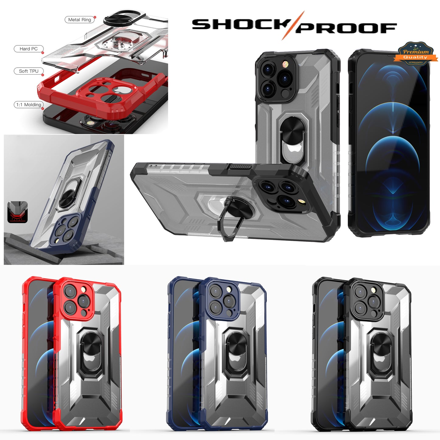 For Google Pixel 6 Armor Defender Hybrid Protective Heavy Duty with Ring Holder Kickstand [Magnetic Car Mount Feature]  Phone Case Cover