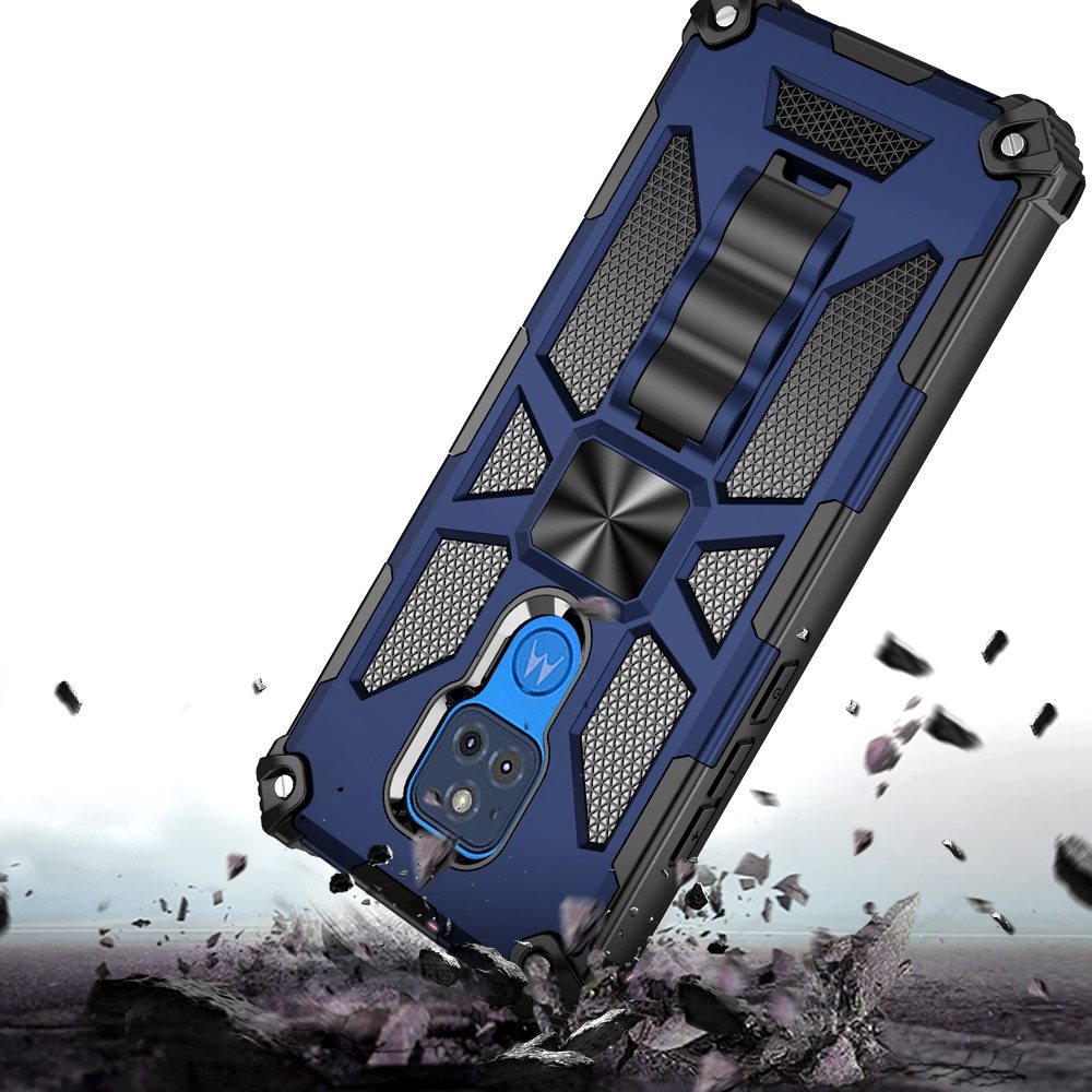 For Motorola Moto G Play 2021 Heavy Duty Hybrid Shockproof [Military Grade] Rugged Protective Fit Built-in Magnetic Car Mount Kickstand  Phone Case Cover