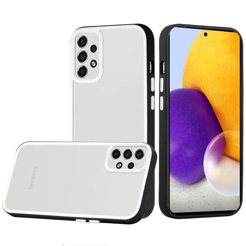 For Samsung Galaxy A73 5G Hybrid Transparent Colored Frame Bumper Hard Back Shockproof Slim TPU Silicone Protective  Phone Case Cover