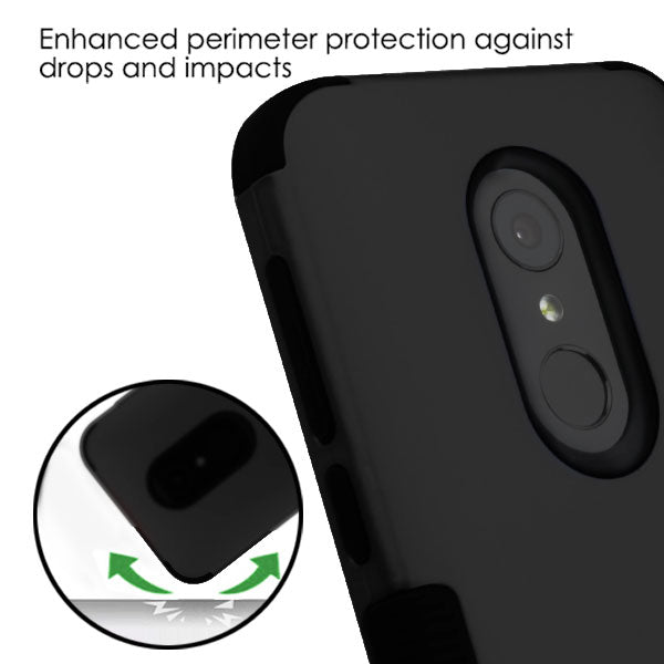 For Alcatel Revvl 2 / 3 / T-Mobile Revvl 2 Hybrid Three Layer Hard PC Shockproof Heavy Duty TPU Rubber Anti-Drop Black Phone Case Cover