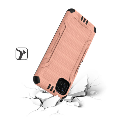 For Samsung Galaxy A22 5G Hybrid Dual Layer Slim Defender Armor Tuff Metallic Brush Texture Finishing Shockproof Hard TPU Rubber  Phone Case Cover