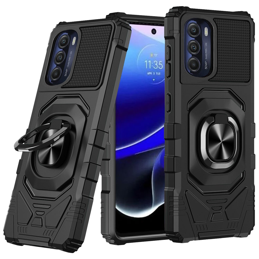 For Motorola Moto G Stylus 5G 2022 Hybrid Dual Layer with Rotate Magnetic Ring Stand Holder Kickstand Rugged Shockproof  Phone Case Cover