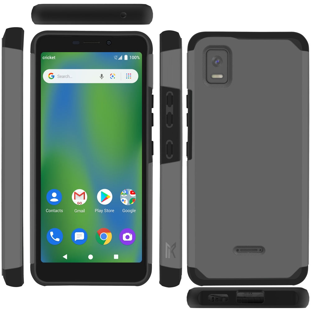 For Cricket Debut Smart Slim Shock Absorption 2in1 Tough Hybrid Dual Layer Hard PC TPU Rubber Frame Armor Defender  Phone Case Cover