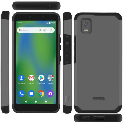 For Cricket Debut Smart Slim Shock Absorption 2in1 Tough Hybrid Dual Layer Hard PC TPU Rubber Frame Armor Defender  Phone Case Cover