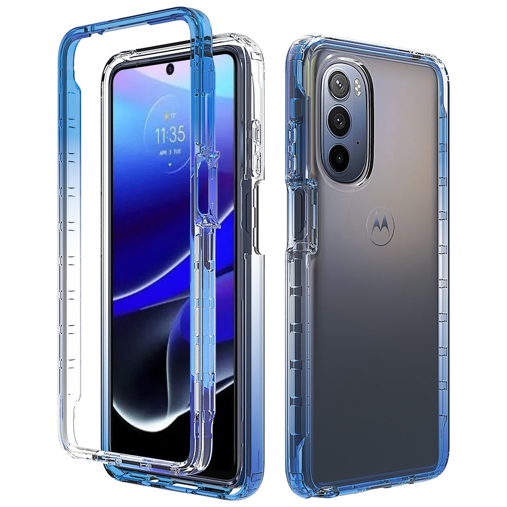 For Motorola Moto G Stylus 5G 2022 Dual Layer Hybrid Clear Gradient Two Tone Transparent Shockproof TPU Hard PC Frame  Phone Case Cover